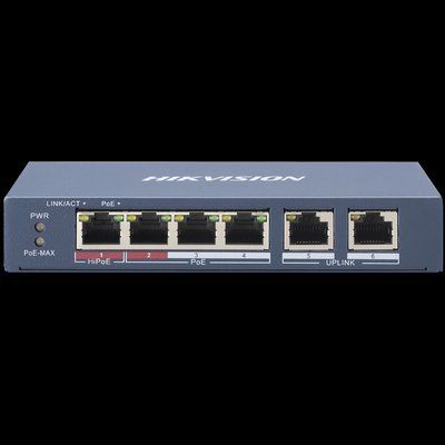 DS-3E0106HP-E/M 4-портовый неуправляемый POE коммутатор Hikvision 99-00005011 фото