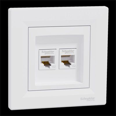 Schneider Electric Asfora EPH4400121 RJ45 5e Розетка компьютерная двойная белая 99-00012746 фото