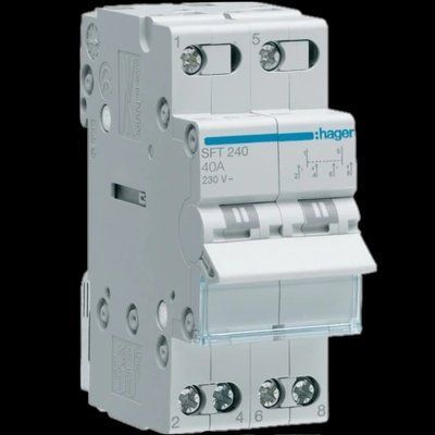 Hager SFT240 Переключатель I-0-II с общим выходом сверху, 2-пол., 40А/230В 99-00015026 фото