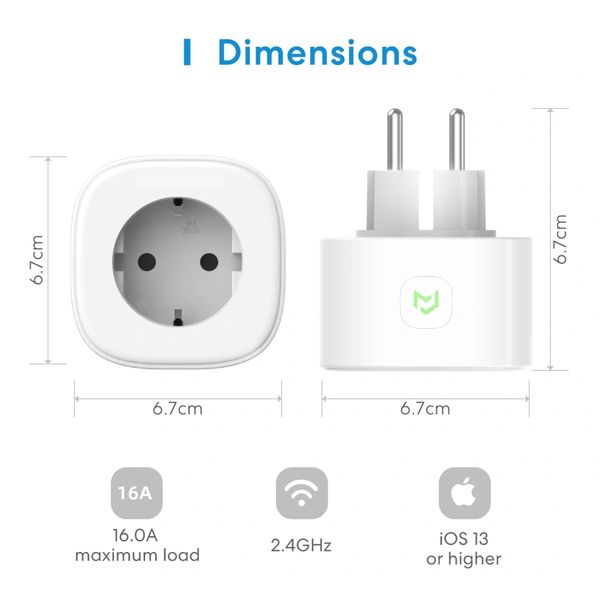 Meross MSS210HK(EU) Розумна WiFi розетка (1 pack) 99-00014788 фото