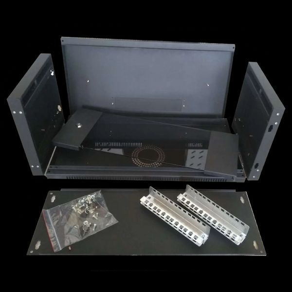 Hypernet WMNC-35-6U-FLAT-BLACK Шкаф коммутационный настенный 6U 600x350 разборный черный 99-00013974 фото