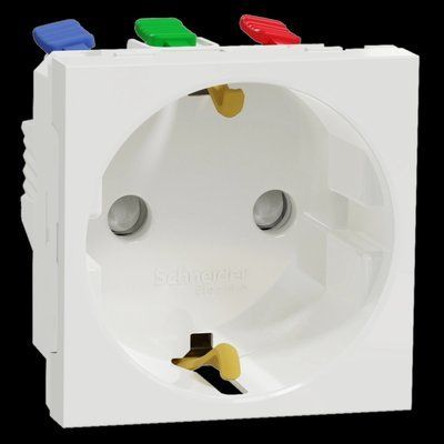 Schneider Electric New Unica NU305718 Розетка с ж/к со шторками 16А самозажимные клеммы белая 99-00013407 фото