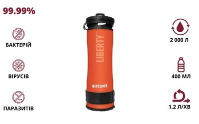 LifeSaver Liberty Orange Портативная бутылка для очистки воды 99-00014022 фото
